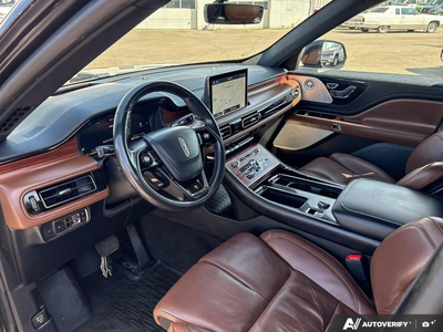 USED 2022 Lincoln Aviator Reserve - ROAST, PREMIUM LEATHER HEATED/VENTILATED CAPTAIN'S CHAIRS Interior - $37,976 - Stock #E60697A - VIN 5LM5J7XC2NGL16955